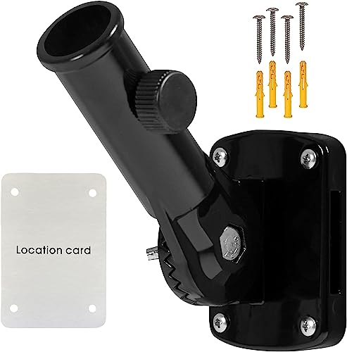NQ Flag Pole Holder for 2.5cm (1 Inch) Diameter Flagpoles, Aluminum Flag Pole Bracket for Outside House, Multi-Position Adjustable Flag Pole Mounting Bracket (Black)