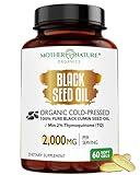 Organic Turkish Black Seed Oil Capsules, Premium Cold Pressed, High TQ, 1 Month Supply, Non-GMO Black Cumin Nigella Sativa Oil for Immune Support, Joint, Digestive Health, 1000mg per Capsule, 60ct