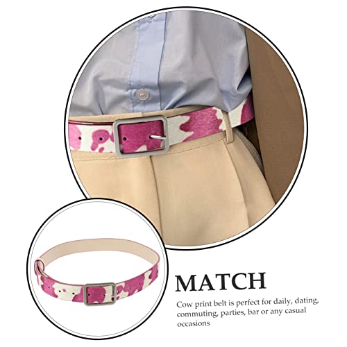 Adjustable Cowgirl Belt for Women PU Leather Western Waist Belt with Black and White Cow Print Fashion Accessory for Jeans Pants and Shorts3
