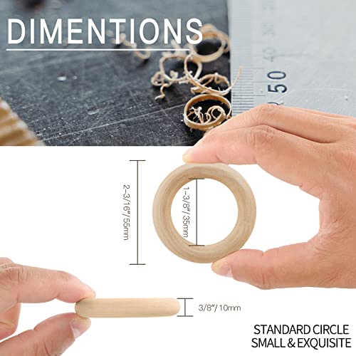 Masendelk 10Pcs Natural Solid Wood Rings, Unfinished Smooth Wooden Rings, Craft Wood Rings, Macrame Wooden Rings For Diy Craft Macrame, 55Mm X 10Mm #TOP4
