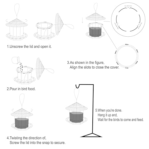 Hanging Bird Feeders for Outdoors Wild Bird Seed Squirrel Proof Transparent Bird Feeder for Outside Attracting Wild Birds, Goldfinches, Cardinals and Sparrows Bird Lover(1, Brown) - Image 5