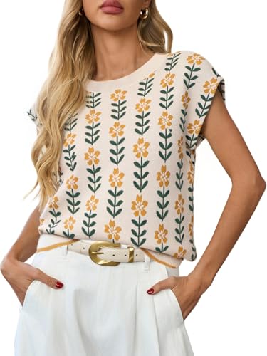 Image of GREAIDEA Womens Sleeveless Sweater Vest Crewneck Cap Sleeve Knit Tops Trendy 2026 Summer Spring Business Casual Shirts