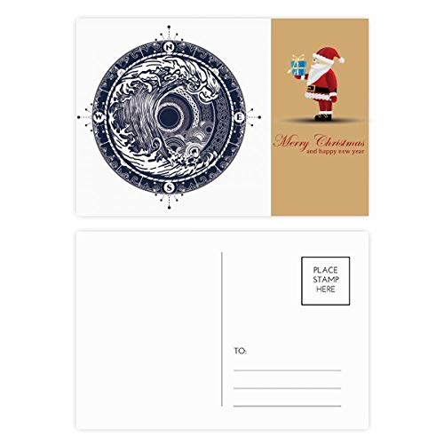 Lot de 20 cartes postales avec boussole Père Noël pour vœux
