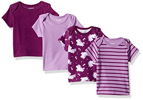 Hanes Ultimate Baby Flexy 4 Pack Short Sleeve Crew Tees, Purple Fun, 12-18 Months