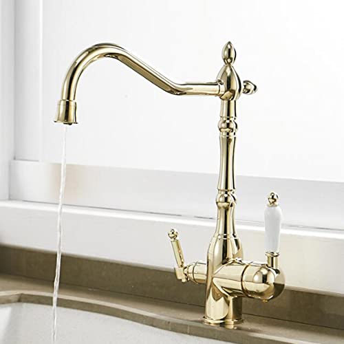 Mitigeur cuisine 3 voies laiton robinet pivotant style antique