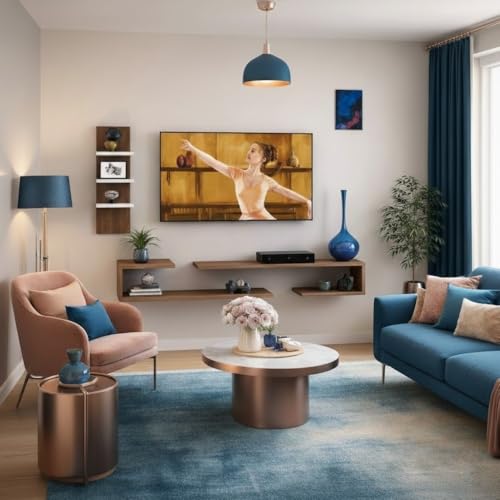 Image of Dual J Style Engineered Wood Floating, Wall Mounted TV Cabinet Shelf for Living Room, Bedroom (Choco White, Suits TV Upto 42 Inches)