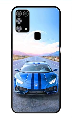 Image of Metal TPU Printed Back Cover for Samsung Galaxy M21s (Car with Moon View) 360 Degree Protection | Camera Protection -25092024(AR)