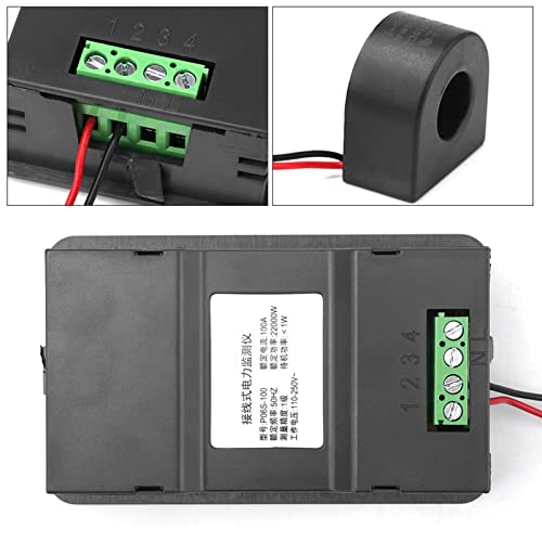 Image of Hilitand 6 in 1 Digital LCD Meter, Voltage 110-250V Current 100A Power Monitor Panel with Mutual Inductor Energy 5 Digits- 0.01-99999KWH