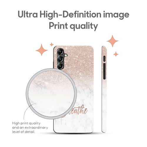 Image of COLORflow Back Cover Compatible with Samsung Galaxy A14 5G / 4G | (Best for Girls) Quotes (Breathe) Marble | Designer Printed Hard CASE Bumper Back Cover Compatible with Samsung Galaxy A14 5G / 4G