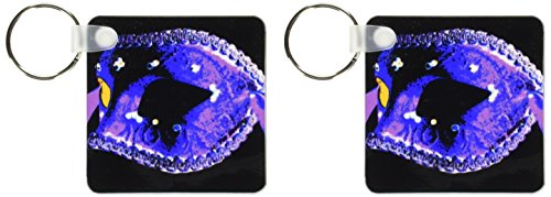Porte-clés Mascarade en Bleu Antique violet paillettes lot 2