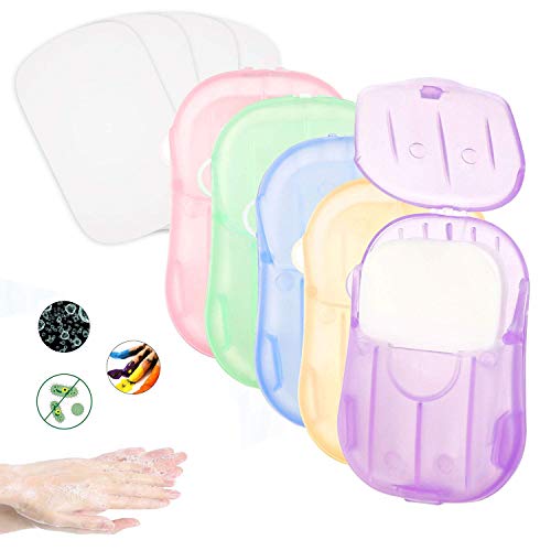 Hand Washing Paper Soap ,120 Sheets (6 Boxes) Flakes Mini Bath Slice Sheets Scented Foaming Paper Soap for Travel Camping Hiking (120S/6Boxes)