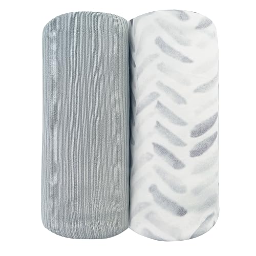 Image of Viviland Jersey Swaddle Blanket, Ultra Soft Stretchy Receiving Blanket, Newborn Swaddle Wrap for Boys & Girls, 40 x 30 inches, 2 Pcs