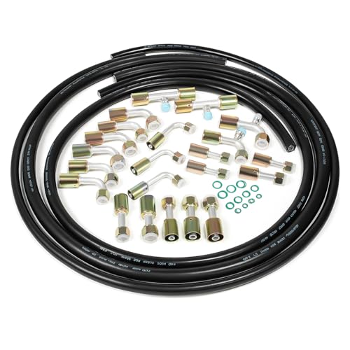 Air Conditioning Hose and Fitting Kit - Includes 6.5ft #6#8#10 AC Hoses and Matching Beadlock Fittings, Universal Fit for Automotive A/C Systems, Replace for AC.121.001