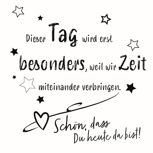 20 Servietten Spruch Besonderer Tag als Tischdeko mit Spruch Schön, dass Du da bist. Papierservietten mit Motiv. Auch für Decoupage und Serviettentechnik 33x33cm
