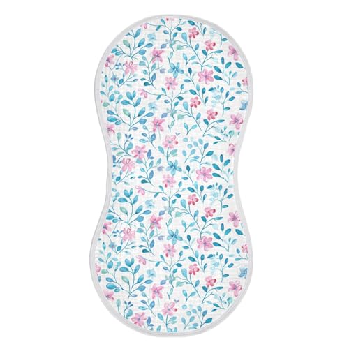 Pastel and Blue Small Flowers and Vines Cotton Muslin Burp Cloths Soft Touch Baby Burp Rags for Set of 2, 22x11in2