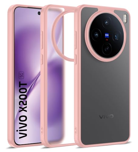 Image of Golden Sand for Vivo X200T 5G - Rugged Frosted Semi Transparent PC Shock Proof Slim Back Case for Vivo X200T, Seaside Pink