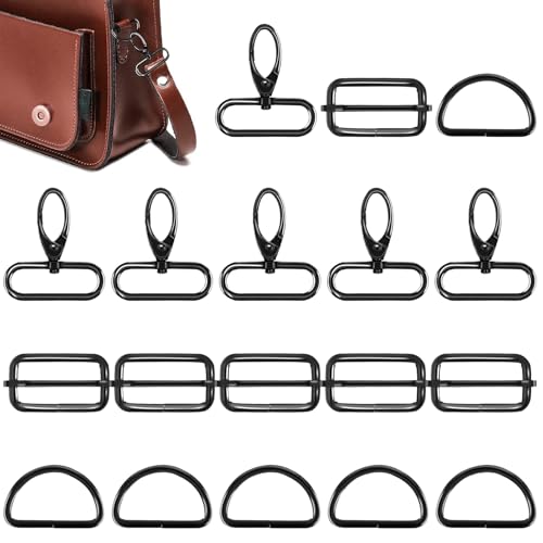 AONAYO 18 NäHteile TaschenzubehöR,D Ringe 40mm,NäHen ZubehöR,Mit Drehschnalle Und Karabinerhaken,Karabinerhaken FüR Taschen Metallset,Bag Accessories Und SchlüSselanhäNger,Taschen HäKeln ZubehöR