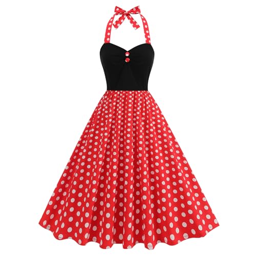 Image of 1950s Dresses for Women Vintage 50s Polka Dot Pinup Retro 40s 60s Rockabilly Audrey Hepburn Tea Party Cocktail Swing Dress