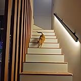 3 4 5 6 8 10 12 16 ft Hand Rails for Indoor Stairs, Wall Mount Motion Sensor Lights Stair Handrail, Safety Lighting Hand Railing for Staircase(Left,10ft/305cm)