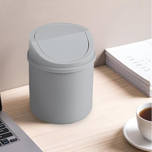 Caneca de basura de escritorio 0.5 galón gris miniatura 5