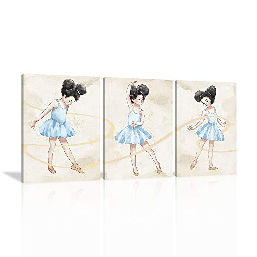 Kalawa Ballerina Wall Decor Lovely Ballet Girl Wall Art Graceful Dancing Kid Print Canvas Elegant Ballet Dancer Poster Fashion Painting For Living Room Bedroom And Dancing Room Framed Ready To Hang #TOP19