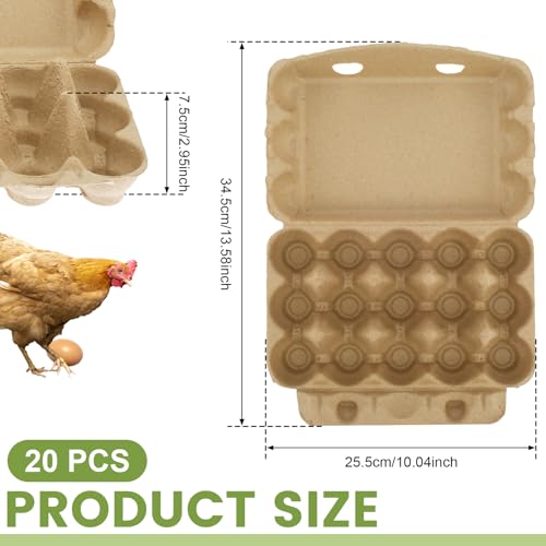 JEJUWE 300 x Half Dozen Egg Boxes x 20 Pieces 3x5 Style Egg Cartons, Traditional Fibre Eggs Box, Reusable and Biodegradable. Packs are Designed to Take Chicken Eggs from Small to Extra Large - Image 3