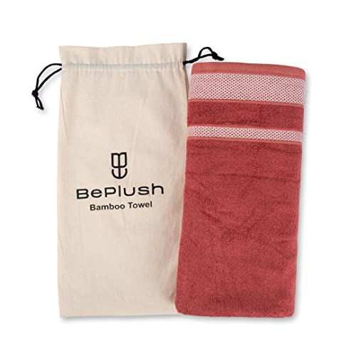 Image of Zero Twist Bamboo Towels for Bath | Ultra Soft, Highly Absorbent, Quick Dry, Anti Bacterial Bamboo Bath Towel for Men & Women || 450 GSM, 29 x 59 Inches (1, Rust)