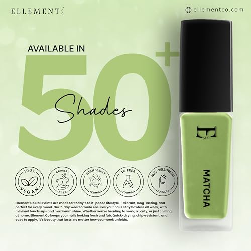 Image of MATCHA Vegan Nail Polish Light Green Color | Long Lasting Chip Resistant Formula | Quick Dry Glossy Finish | Non Toxic & Cruelty Free Nail Paint for Women | 10 ml