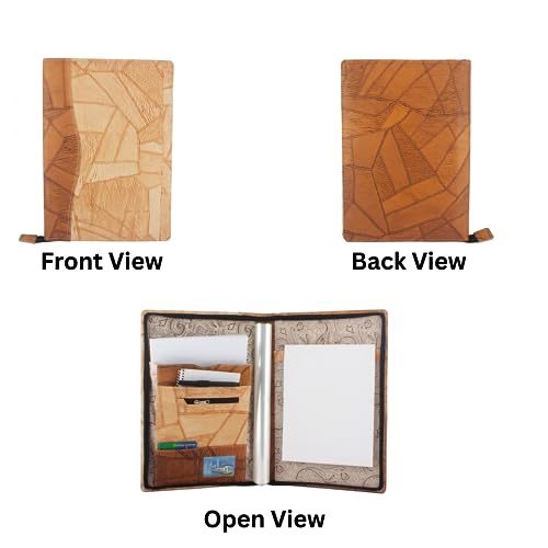 Image of Professional PU Leather Multipurpose B4 Size Document Holder 20 Leafs Zipper File Folder Organizer for Certificates, Marksheets, Degrees, Interview Portfolio, Important Documents (Beige-Brown)