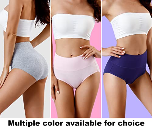 Image of Women's High Waist Cotton Underwear - Soft, Super Stretchy Briefs, Full Coverage Panties
