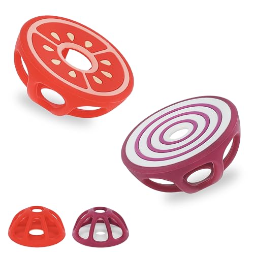 Image of Tomato and Red Onion Silicone Teethers Baby Teething Toys, Newborn Essentials Must Haves, Easy-to-Hold Design Teething Ball Baby Essentials, BPA-Free