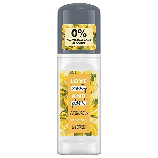 Love Beauty and Planet Energizing Desodorante roll-on para el cuidado de las axilas, aceite de coco y flor de ylang ylang sin aluminio, 1 unidad (50 ml)