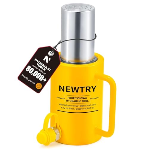 Image of NEWTRY 50 ton Hydraulic Cylinder Long Jack 4 inch Stroke Porta Power Ram Jack Lifting Cylinder Retract Automatically for Shipbuilding Bridge Construction
