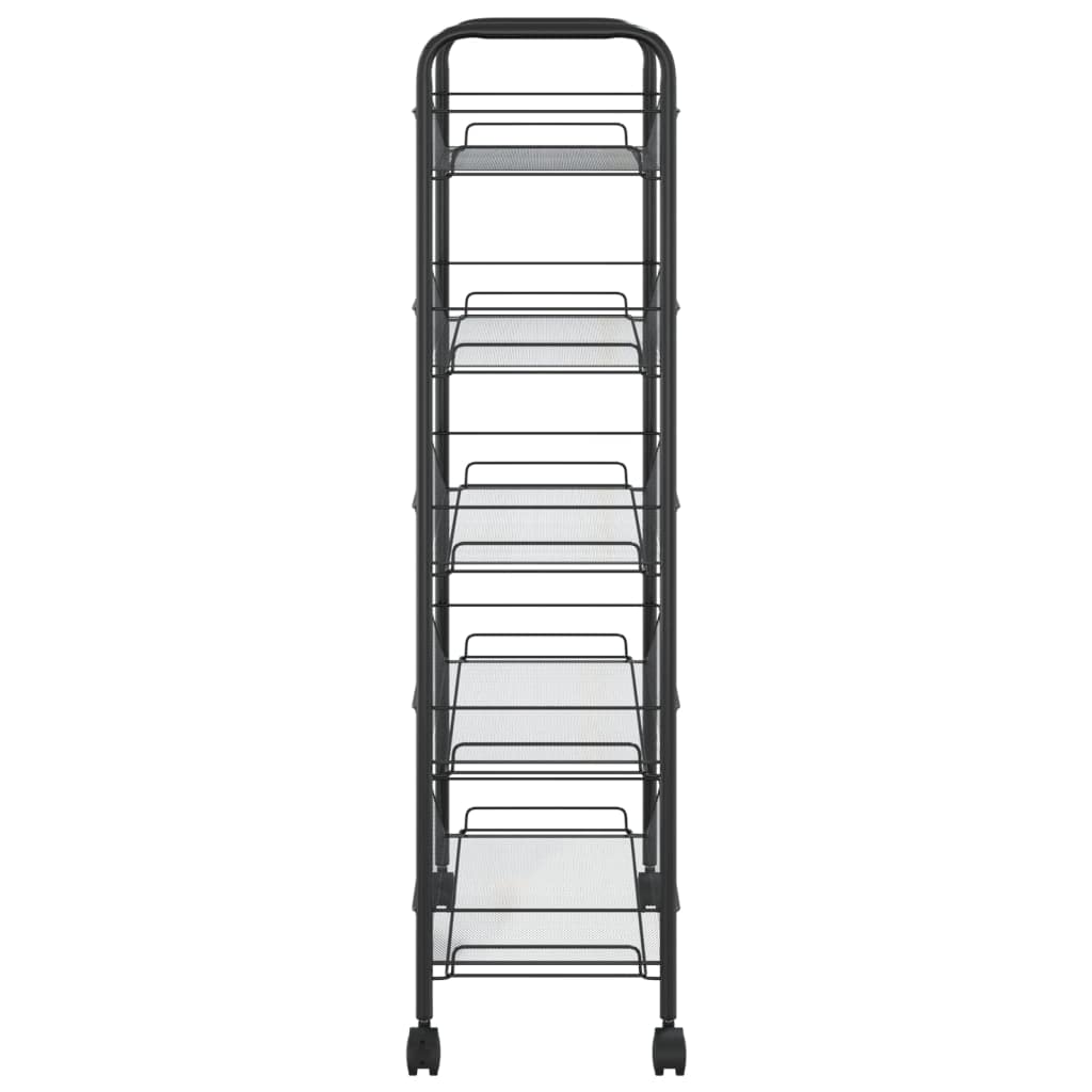 vidaXL Carrito de Cocina Carro de Servicio Doméstico Niños Garaje Estantes Almacenamiento Alimentos Bebidas 5 Niveles Hierro Negro 46x26x105 cm