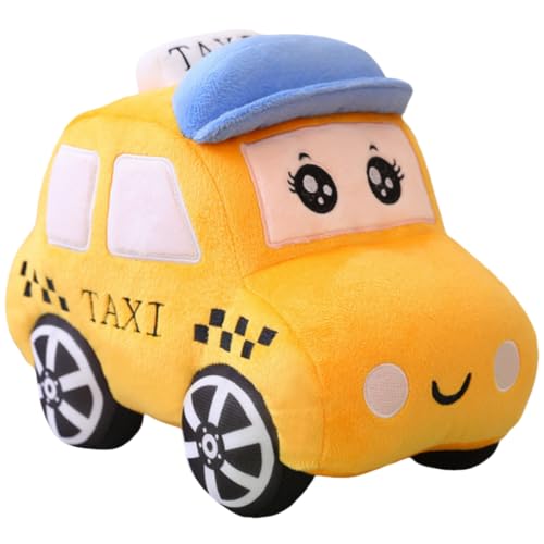 OUKEYI Car Stuffed Toy,11.8""/30cm Soft Taxi Plush Toy/Police Car Stuffed ToyStuffed Car Plush Pillow Toy,Gifts for Kids or Birthday Party (Taxi), Blue Or Yellow