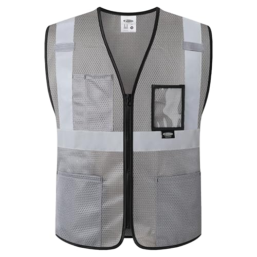 Image of JKSafety Safety Vest for men women Hi Vis Vest with Pockets and Zipper High Visibility Meet ANSI Standard（BX310