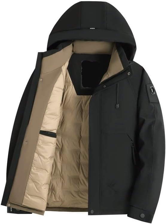 Mens Thick Hooded Down Jacket Winter Youth Outdoor Casual Sport Versatile Puffer Jackets Coat