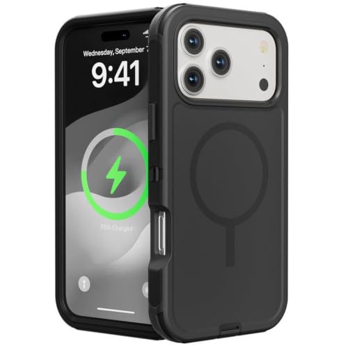 iPhone 17 Air 16 15 14 Plus Pro Max Charge �p 3IN1 �~���^���[�O���[�h �w�r�[�f���[�e�B�[�A�[�}�[�P�[�X TPU+PC �ϗ����ی�J�o�[�A�u���b�N�AiPhone 15 �p