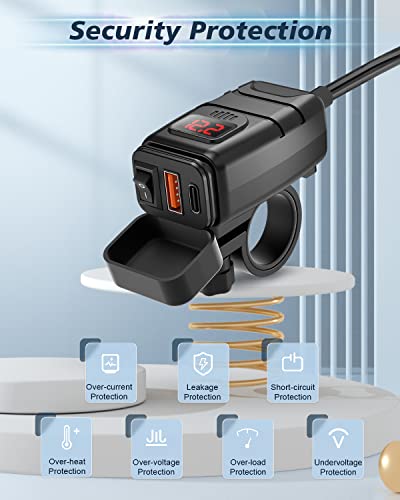 image for Extractme Motorcycle Phone Charger, 6.4A Dual USB Type C PD & Quick Ch
