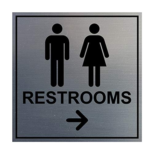 Panneau signalétique toilettes flèche droite à coller sur toute surface M