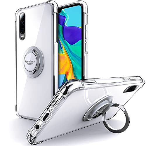 Silverback Cover Trasparente Compatibile con Huawei P30, Custodia con 360 Gradi Anello Cavalletto, Bordo Rialzato Protezione, Cover Morbida Sottile in Silicone TPU per Paraurti Antiurto - Chiaro