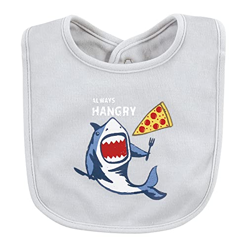 Image of Hudson Baby Unisex Baby Cotton Bibs, Shark, One Size