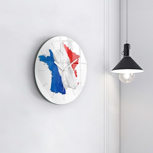 Horloge moderne 30 cm silencieuse Wallfluent verre élégant