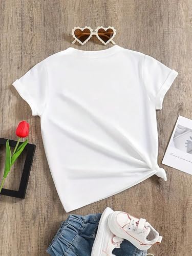 Image of SOLY HUX Girls T Shirt Letter Graphic Short Sleeve Crewneck Summer Tee Plain White 11Y