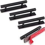 RVPEKUPE 4 Pack Self Adhesive Cabinet Handles Matte Black No Drill Drawer Pulls Stick On Handle for Cabinets Closets Sliding Shower Doors, 6" Overall Length