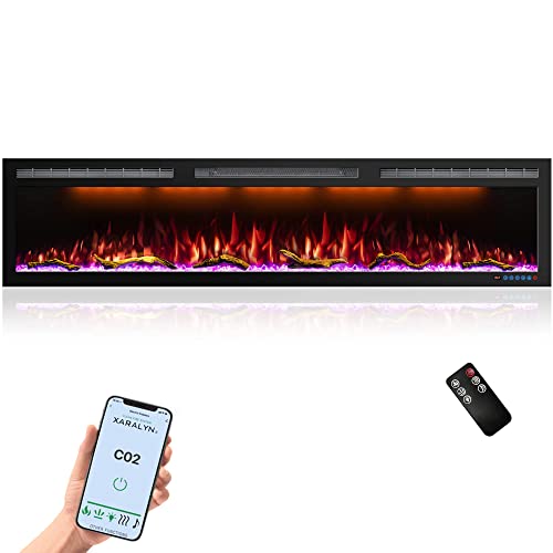 Mystflame 72 Inch WiFiEnabled Electric Fireplace Inserts & Wall