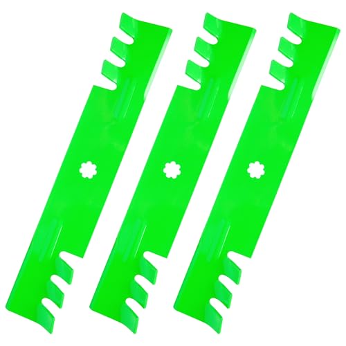 JSXDNWYJ John Dee re GX21784 GY20852 AM141035 GX21786 Toothed Mulching Blade Compatible with 48 inch John Dee re D140 E140 LA145 D160 S170 E170 E160 Z355E D155 Z255 LA130 Deck Lawn Mower (3pack)