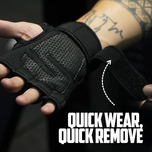 Image of Wrist Support Gloves | Gym & Weightlifting Gloves with Built-in Wrist Wraps for Crossfit, Boxing & Strength Training | (Medium)