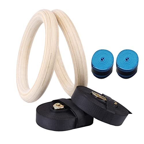 Anillas de gimnasia de madera con correas ajustables para niños