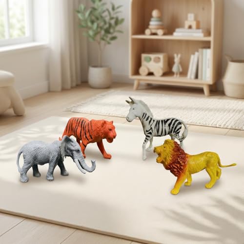 Image of ZESTHOME Safari Animal Toy Set Big Size | Jungle Animal Figures Elephant Lion Tiger Zebra | Realistic Educational Toys for Kids | Learning & Play | Gift Set